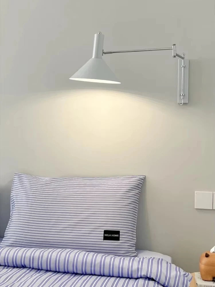 lampe murale articulée rouge blanc moderne prise fixée mur led chambre coucher
