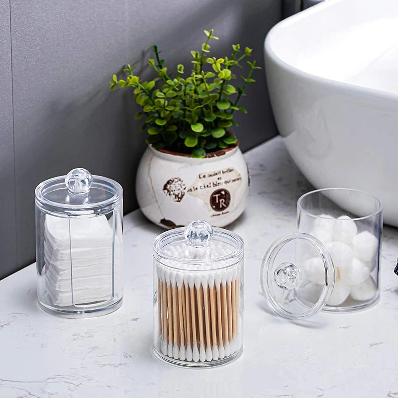 boîte rangement cosmétique transparente plastique cotons lingettes maquillage bijoux salle