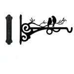support plante suspendu oiseaux stylisés motifs floraux vis mural noir artisanal