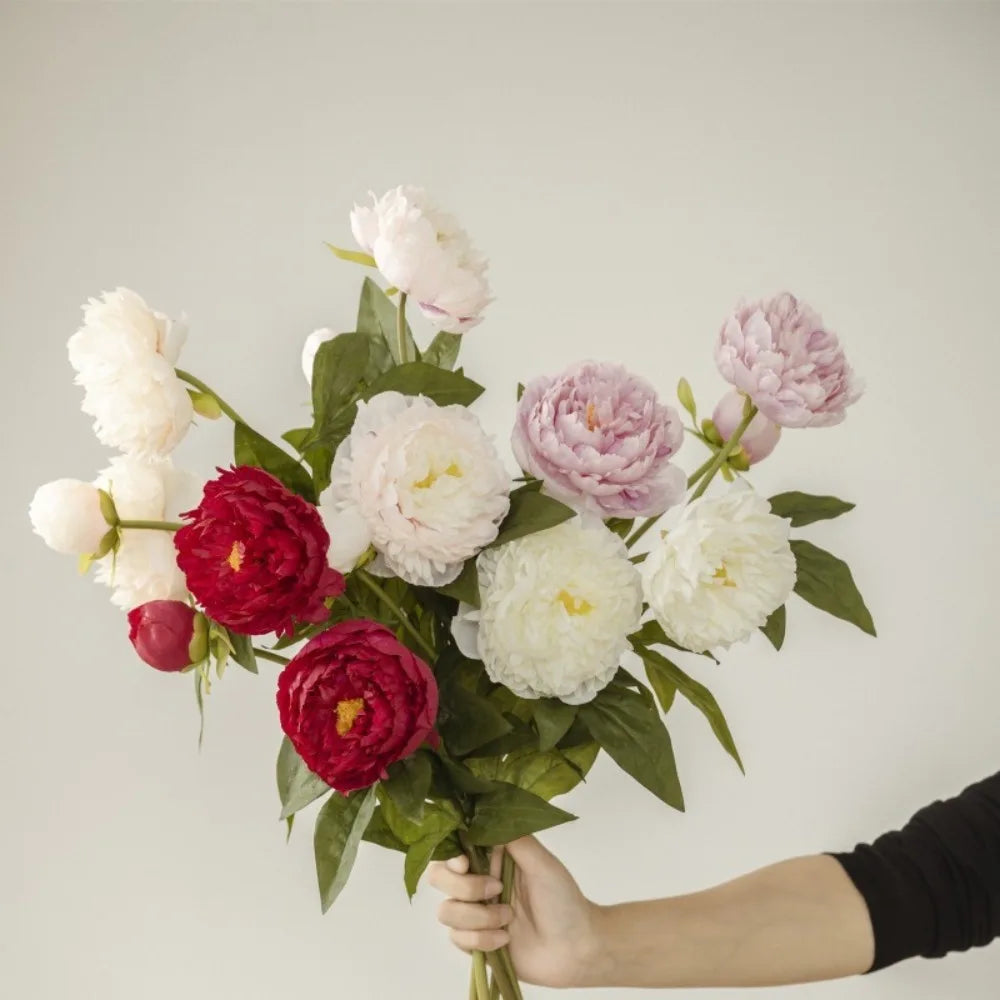 bouquet fleurs artificielles pivoines blanc rose rouge decoration maison anniversaire mariageintérieur