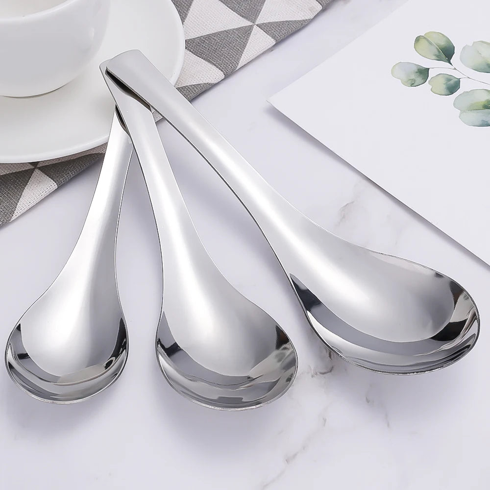 cuillères soupe cuillers inox argentées modernes 16cm 15cm 14cm lisses brillantes minimaliste