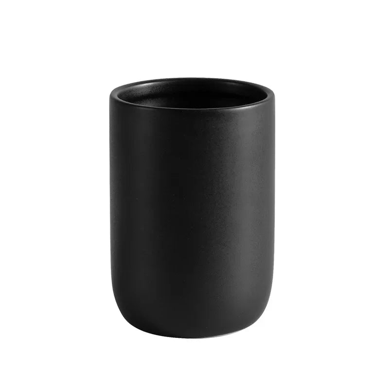 ensemble salle bain noir blanc gris minimaliste tasse distributeur brosse dents savon grille dimensions