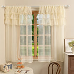 rideaux rose clair blanc volants translucides classique decoratif anneaux suspension salon chambre
