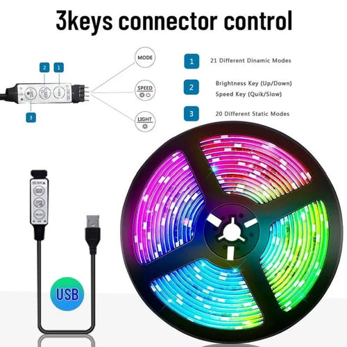 ruban led rgb flexible multicolore wifi application mobile musique salon chambre téléviseur usb