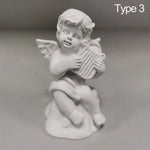 statuette ange blanc instrument classique résine polie décor maison 3.8x3.5x7cm