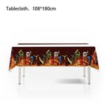 assiettes papier serviettes gobelets tissu table ninjas feu anniversaire thème ninja rouge vert