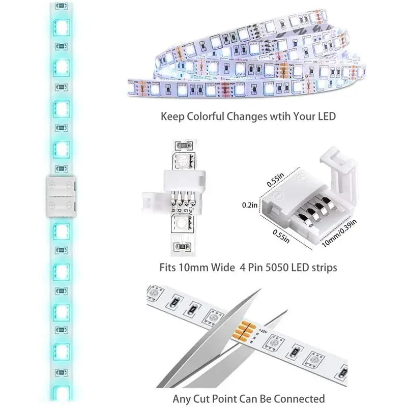 connecteurs led ruban blanc modernes forme sans joint outils clips fixation