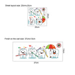autocollant mural cartoon dents brosse dents cœurs interdit virus enfantin