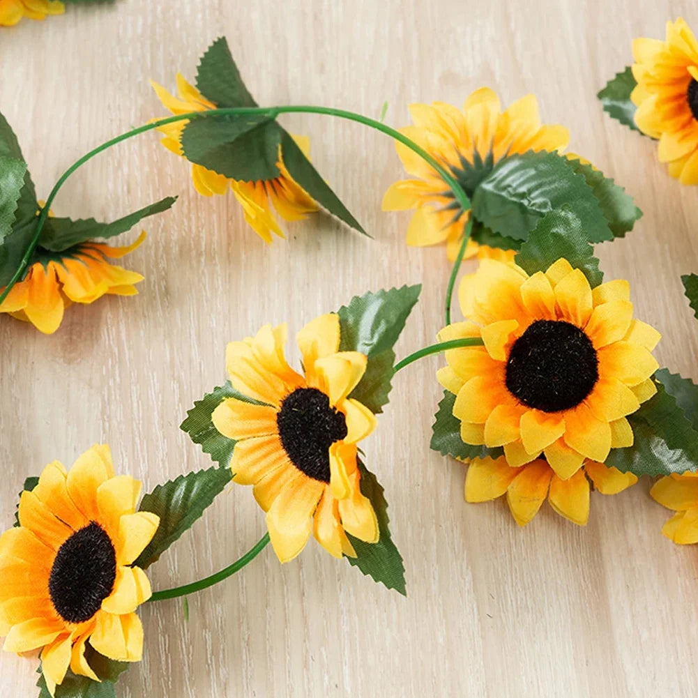 guirlande tournesol artificielle fleurs jaunes vertes intérieur décoration bohème champêtre