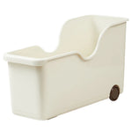 bac rangement moderne boîte stockage réutilisable roulettes poignée beige clair plastique