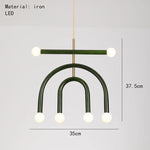 suspension lumineuse moderne arc forme géométrique rouge bleu noir blanc