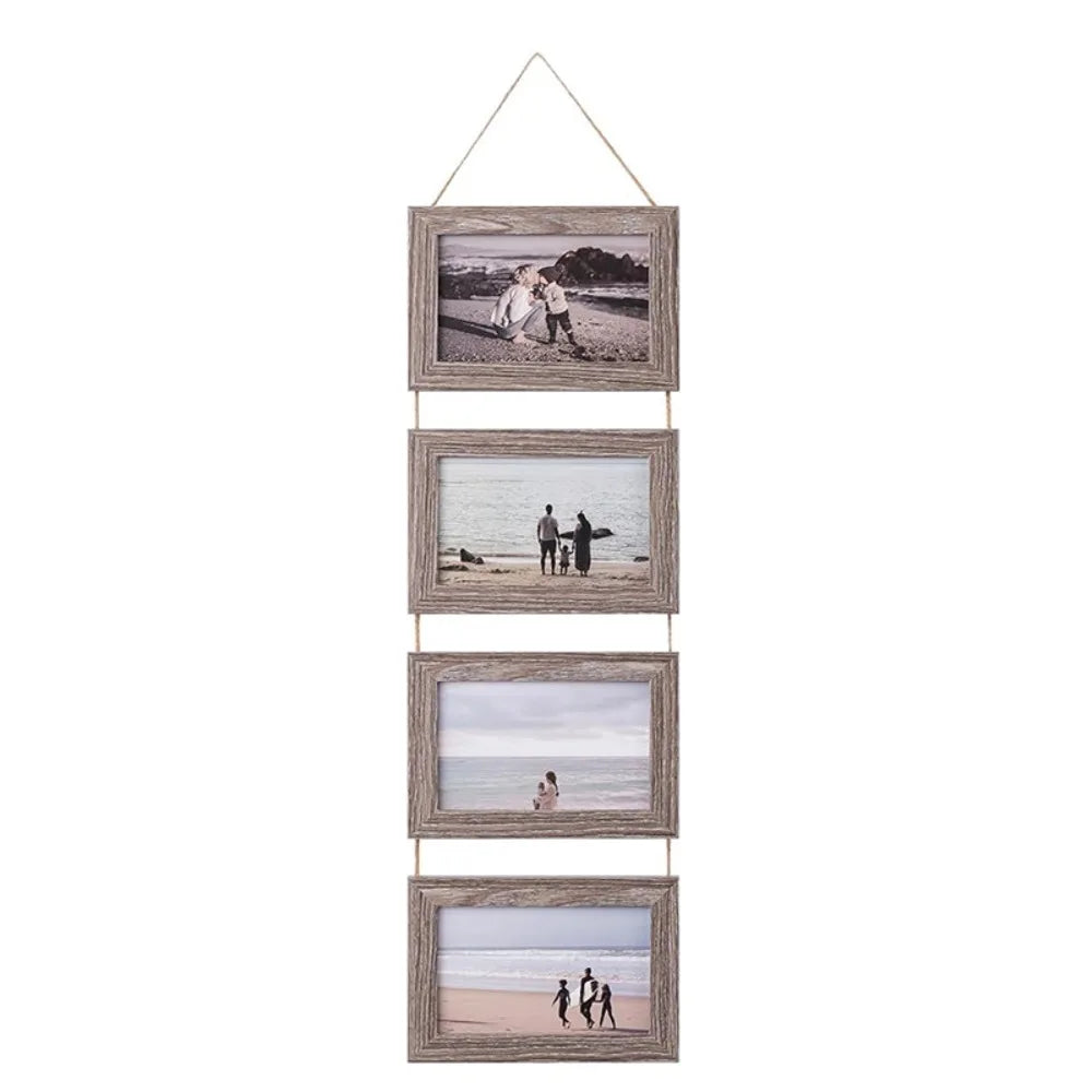 Cadres mural vintage multi compartiments corde texture grunge blanc noir roseclair bleumarin