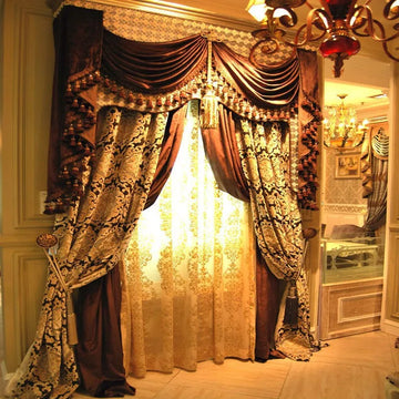 rideau floral marron velours opaques tassel classique maison