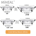 Spot LED moderne 9W 12W 15W blanc clips fixation autoinstallé ABSCOEF