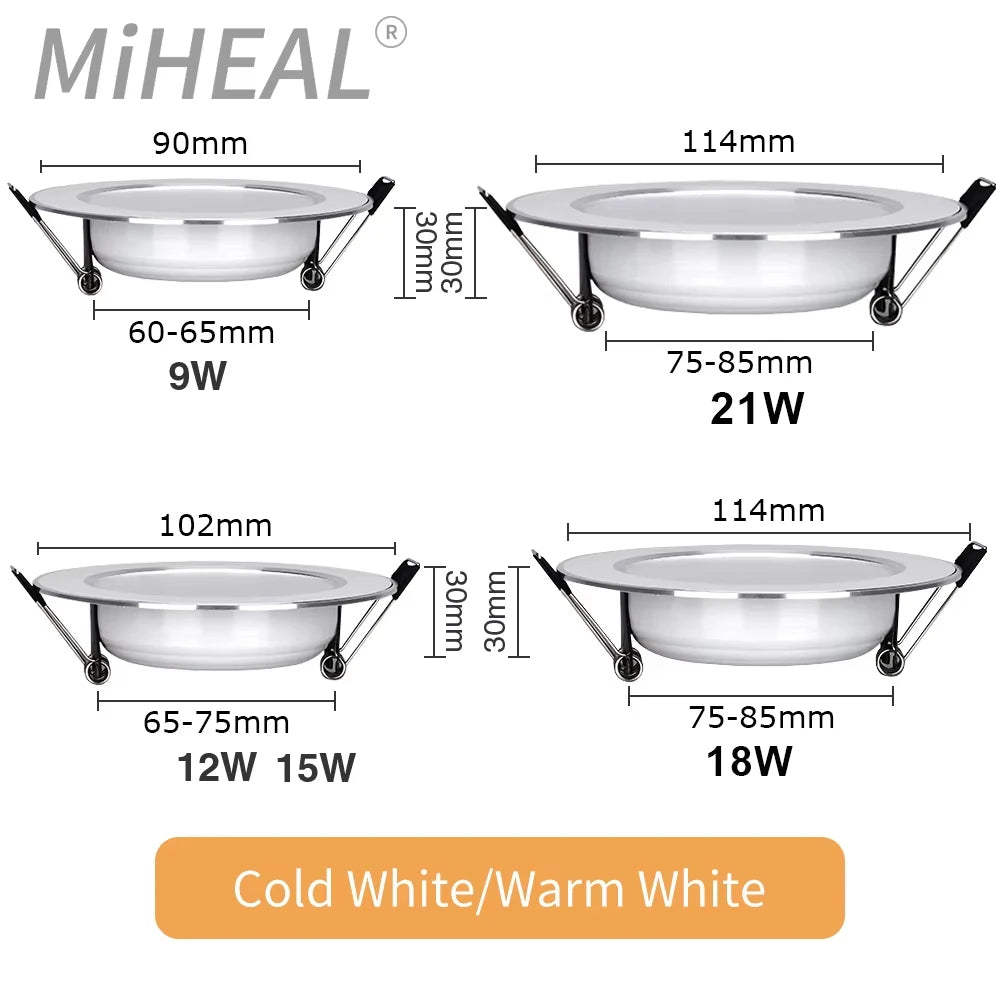 Spot LED moderne 9W 12W 15W blanc clips fixation autoinstallé ABSCOEF