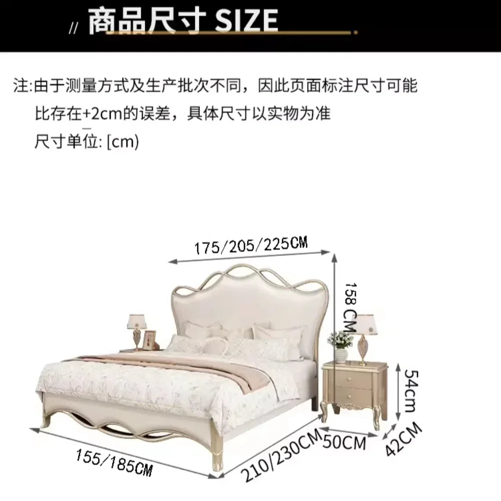 lit double cadre bois blanc détails dorés classique luxe chambre moderne meuble maison
