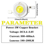 diodes led 1w 3w 5w blanc blanc chaud rouge bleu vert clips métalliques support