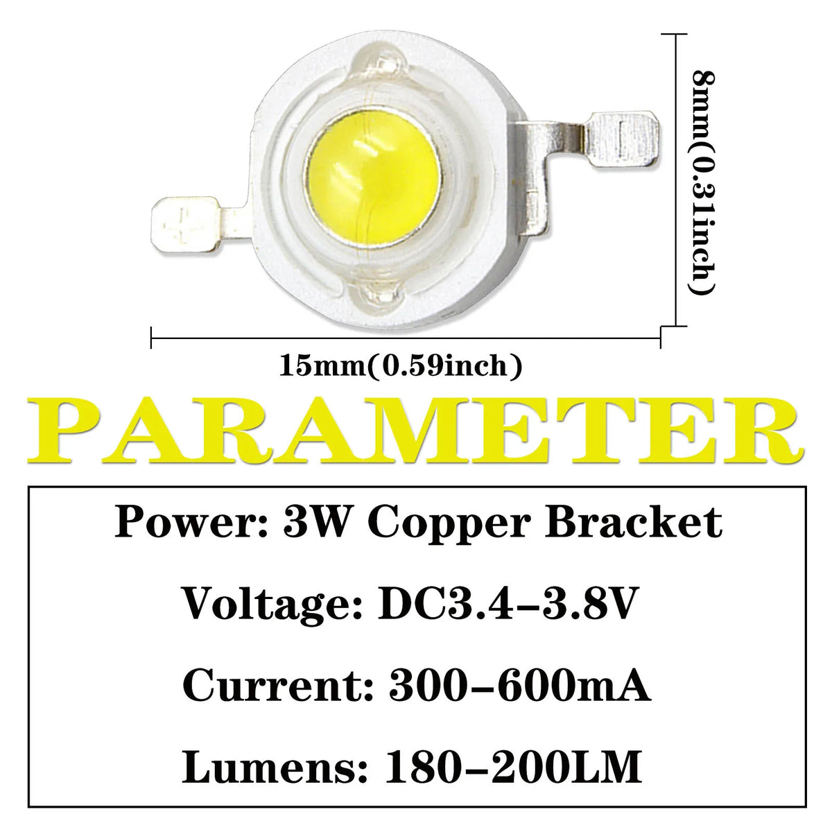 diodes led 1w 3w 5w blanc blanc chaud rouge bleu vert clips métalliques support