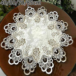 nappe ronde dentelle fleur scintillante élégante vintage romantique blanc beige semi transparente 40 50