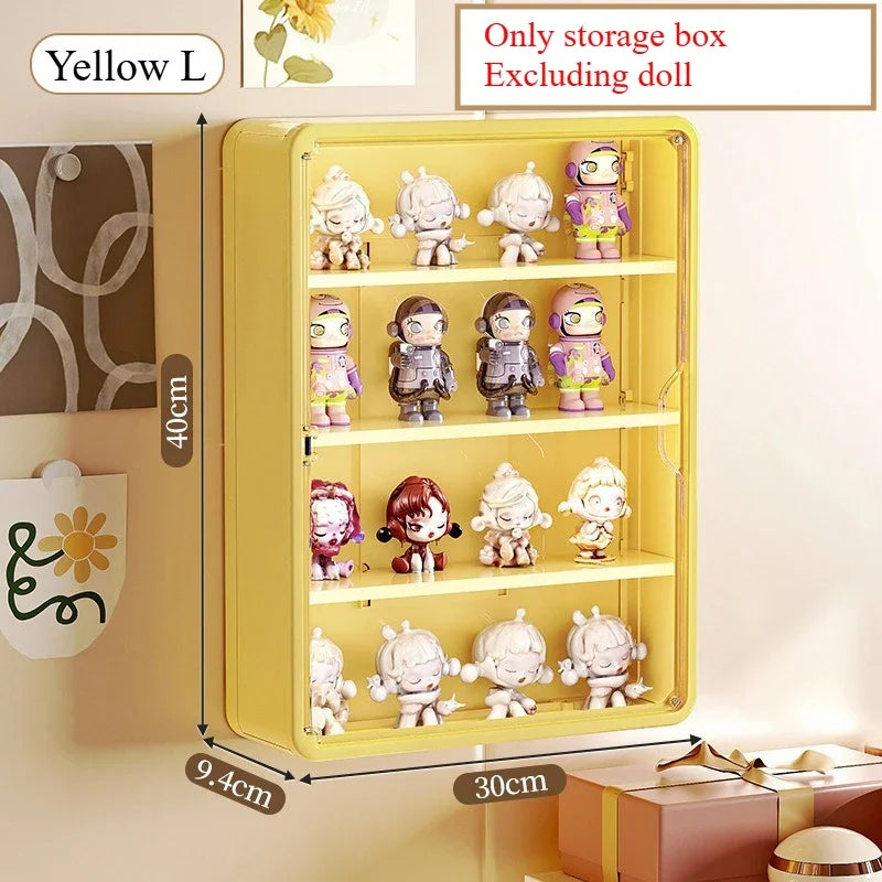boîtes figurines transparentes modernes beige jaune violet blanc adhésives 30cm 30cm