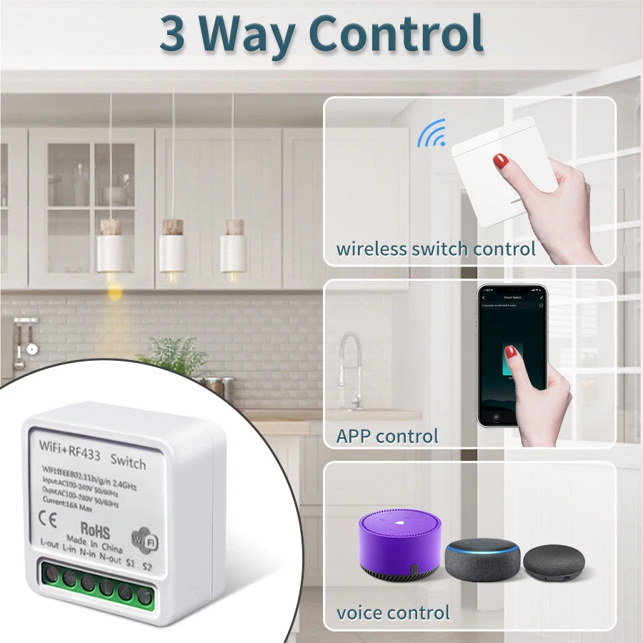 interrupteur mural sans fil blanc smart wifi rf 433mhz moderne minimaliste