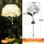 fleurs artificielles lumineuses hortensia bleu rose violet feuilles vertes moderne décoration extérieure panneau solaire