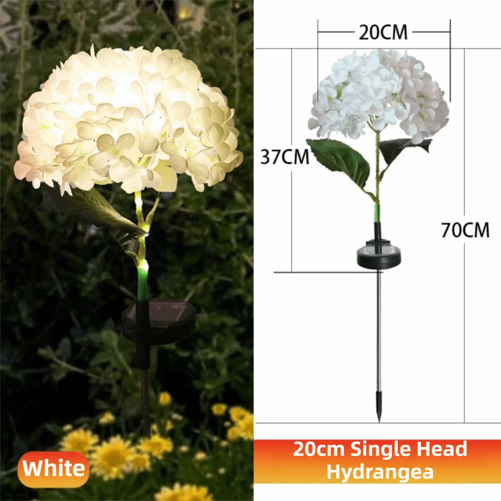 fleurs artificielles lumineuses hortensia bleu rose violet feuilles vertes moderne décoration extérieure panneau solaire
