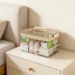 boîte rangement transparente poignée compartiments divisés organisateur médicaments maison plastique