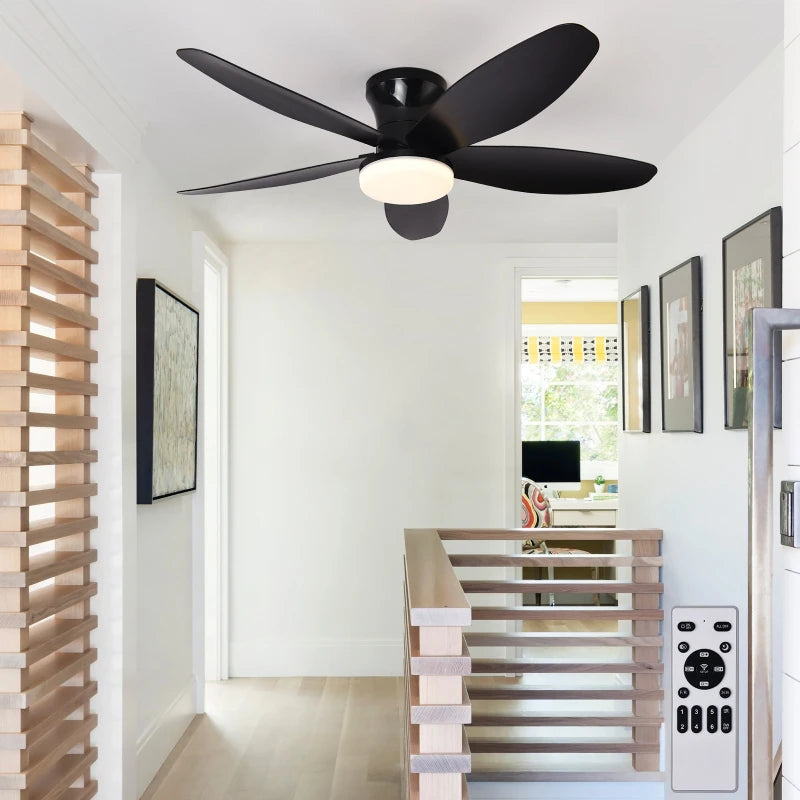 ventilateur moderne pales noir bois télécommande led lisse opacité chambre salon
