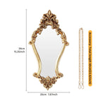 miroir decoratif baroque or floral suspendu chaîne vintage chambre salon entree