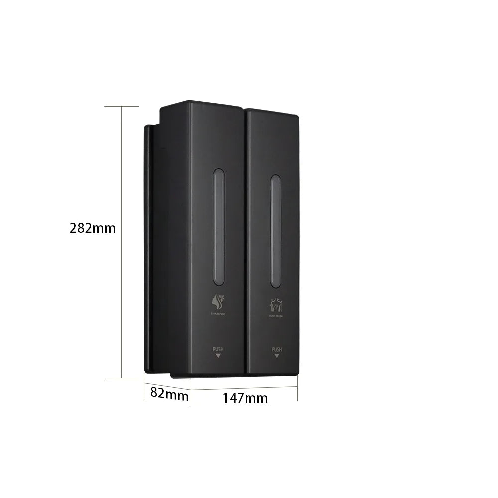 distributeur savon liquide moderne noir blanc adhésif sans perçage grande capacité minimaliste opaques