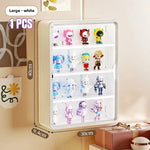 présentoir mural transparent moderne figurines blanc jaune violet anti poussière adhésif organisateur