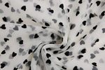 tissu polyester dentelle coeurs blanc noir rose beige rouge translucide mariage