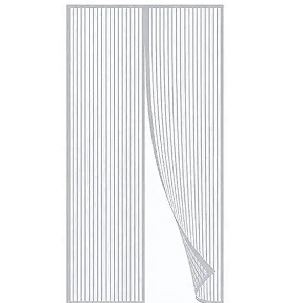 rideau porte maille fine velcro anti insectes noir moderne auto agrippant 100x210cm