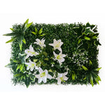 mural végétal artificiel feuilles fleurs moderne extérieur intérieur vert blanc