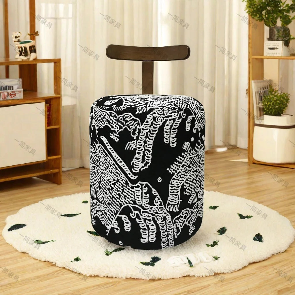 tabouret rotatif rembourré polyvalent bois massif vintage moderne coussin imprimé floral
