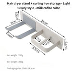 support mural anti dérapant porte sèche cheveux moderne finition inoxydable blanc noir doré