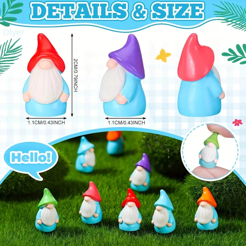 ornements gnomes miniatures bleu blanc orange vert violets classiques mignons attrayants 2cm 1.1cm jardinextérieur