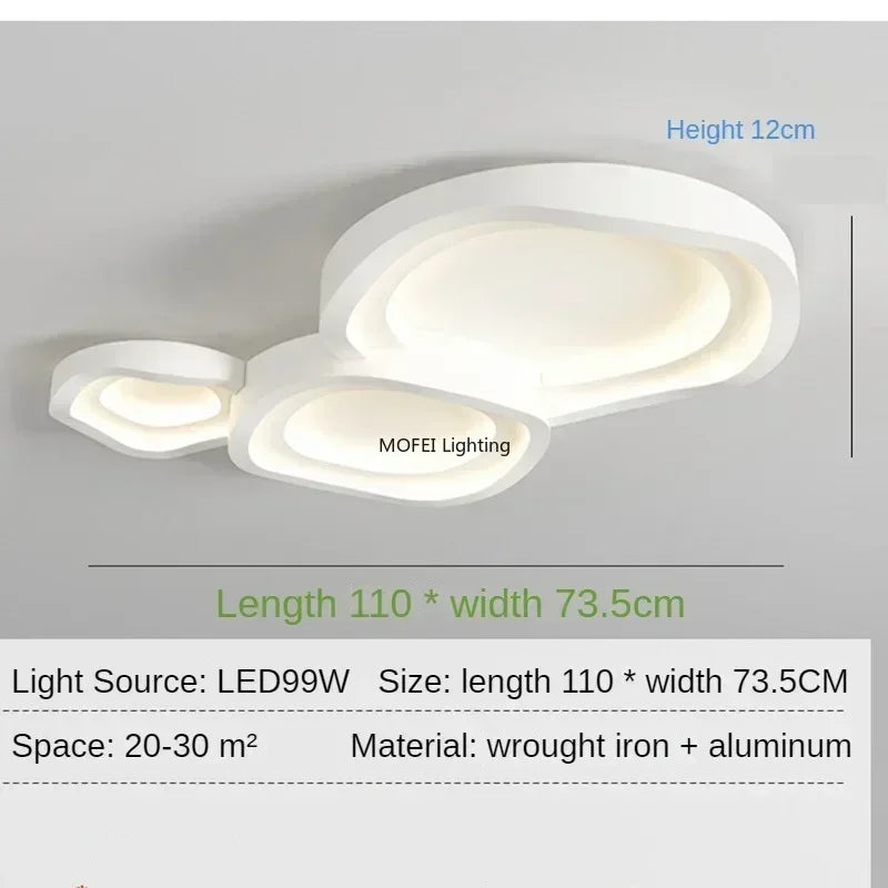 plafonnier led moderne blanc contemporain ovales opacité commandes tactiles