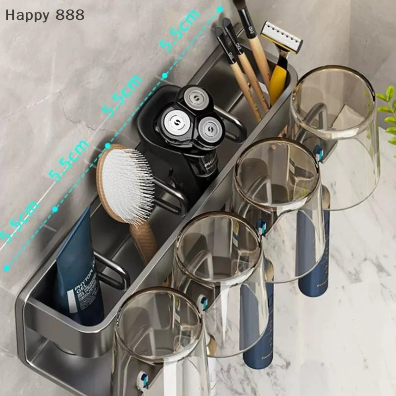 porte brosses dents argenté bleu blanc moderne crème brosse toilette rasoir électrique maquillage tasse