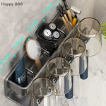 porte brosses dents argenté bleu blanc moderne crème brosse toilette rasoir électrique maquillage tasse
