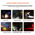 lampe frontale led noire orange ipx4 étanche camping chasse randonnée