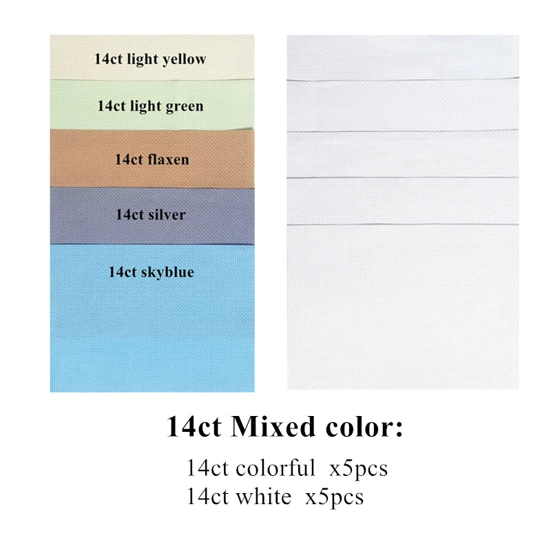 toiles broderie coton 14ct 16ct 18ct 28ct multicolore pack 10 pièces pastorales