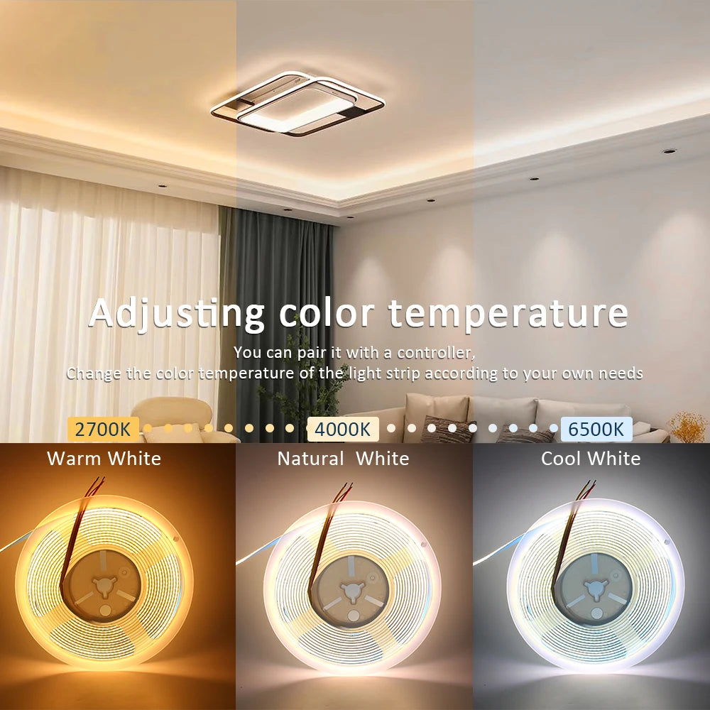 ruban led blanc bleu flexible 2700k 6500k moderne connecteurs 12v 24v