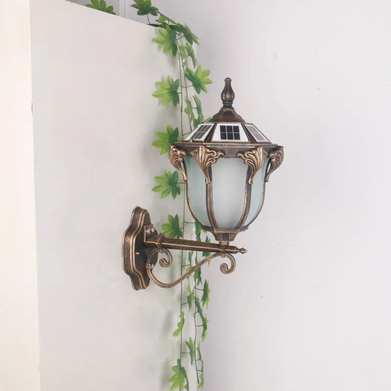 lampe murale solaire vintage ornements floraux noir bronze ip44 ledextérieur hydrofuge