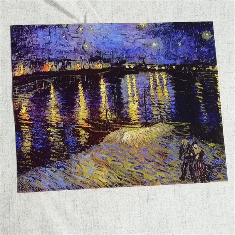tissu coton lin hand dyed peinture huile van gogh rapide respirant craft scrapbooking patchwork