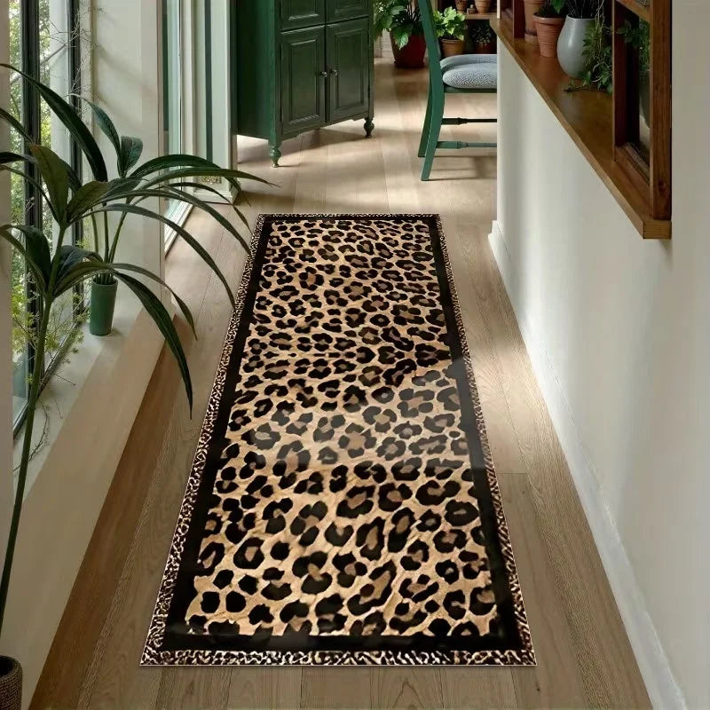 tapis léopard moderne noir beige marron intérieur extérieur sol chambre décoration maison