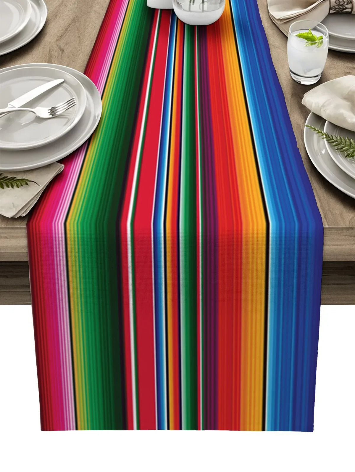 table chemin table lin multicolore rayures jour morts moderne festive