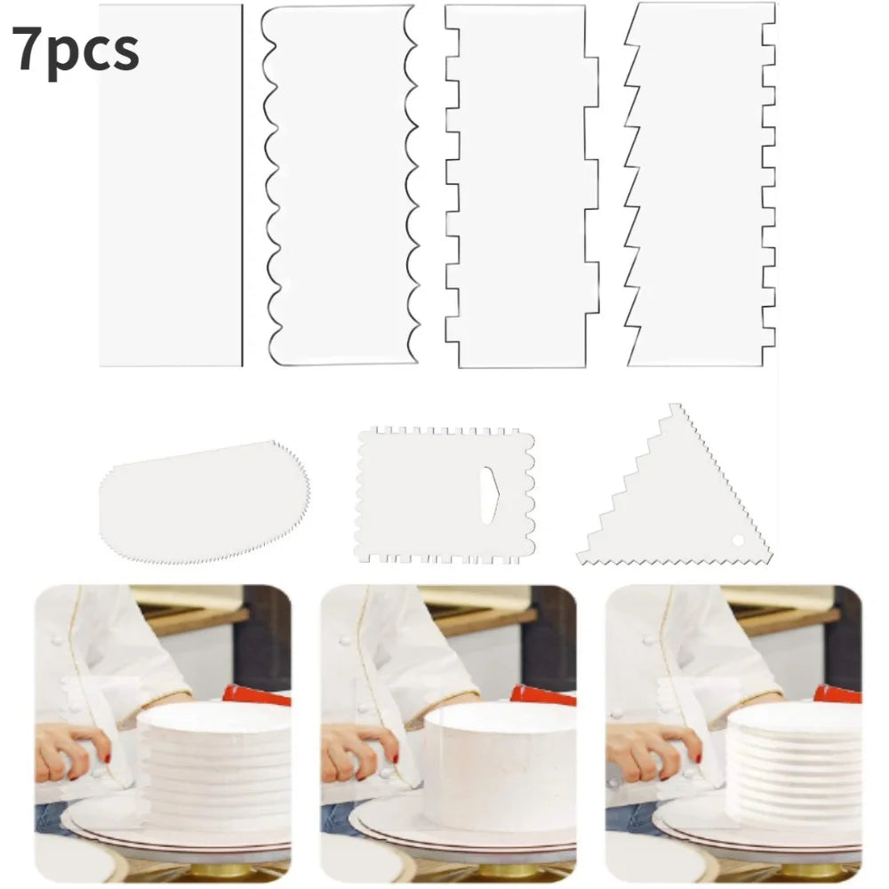spatules gâteau transparentes décoration bord glaçage peigne lisse outils cuisine blanc classique