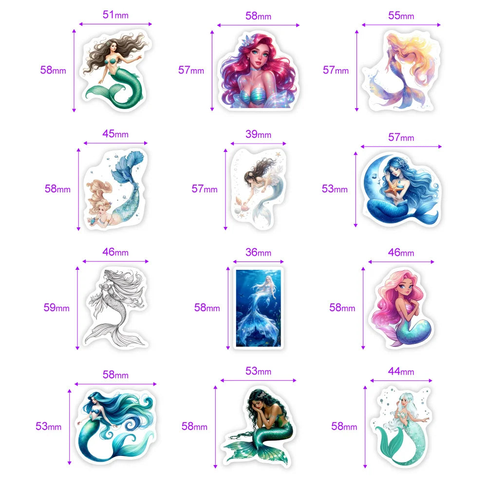 stickers vinyle imperméables sirènes dessin animé scrapbooking téléphone ordinateur portable bouteille hydroflask